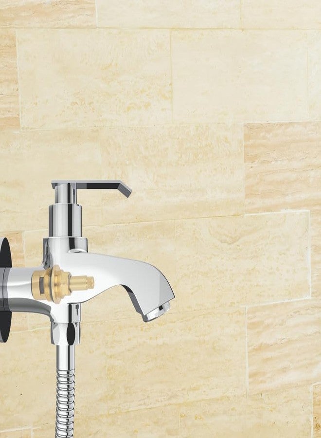 GLOXY 2 in 1 Chrome Finished Bib Cock Taps with Dual Imperial Levers & Flenge - Perfect Compatible for Washing Machines, Bathroom Toilet Areas, Gardens & Kitchen Sinks - 10 Years Warranty - Image 5